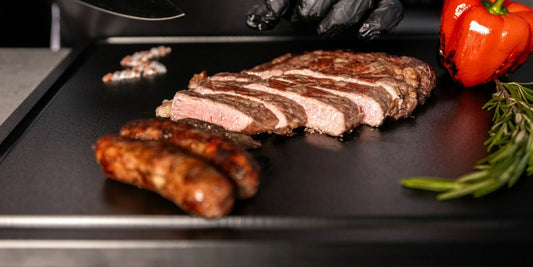PolySlice HDPE cutting board used for trimming a brisket