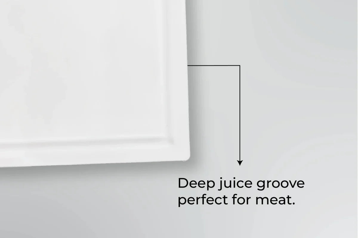 White PolySlice BBQ Plate with Deep juice groove perfect for meat