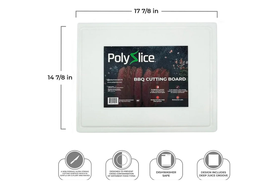 Large White poly cutting board 17.8 x 14.8 inches dimensions chart