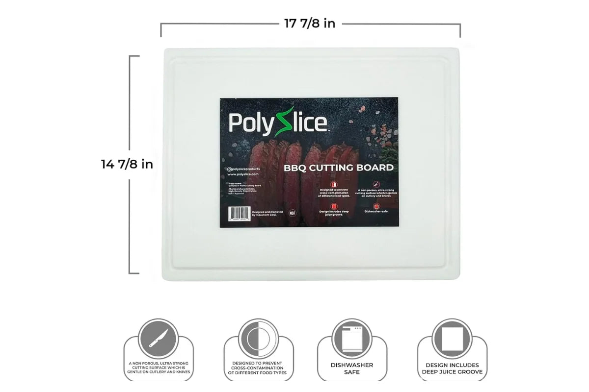 Large White poly cutting board 17.8 x 14.8 inches dimensions chart