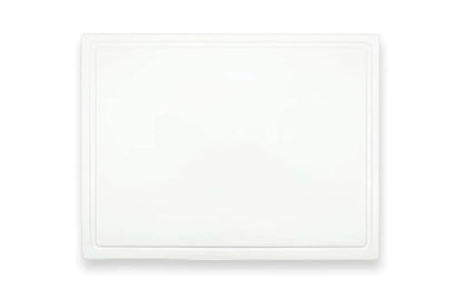 White professional HDPE BBQ cutting board with juice groove top view