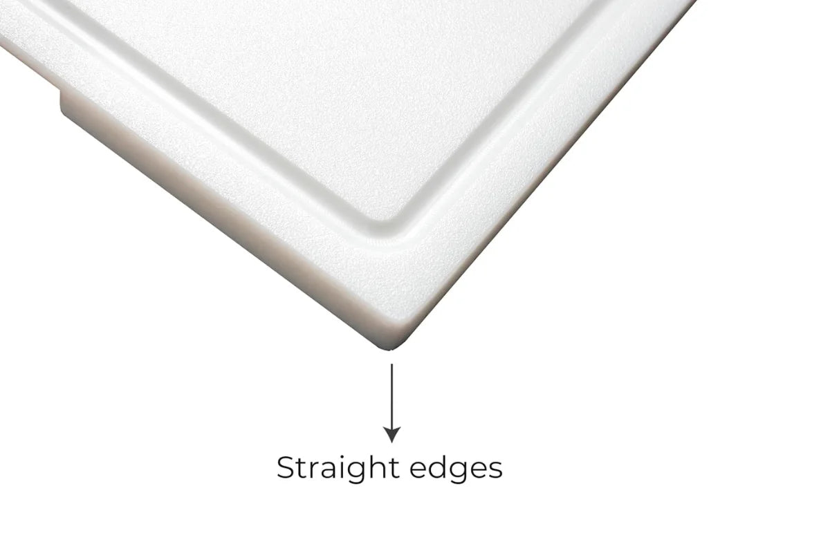 Precision finished corner and smooth edges of the White BBQ board